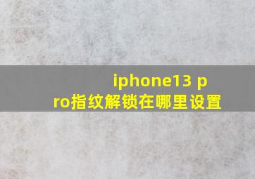 iphone13 pro指纹解锁在哪里设置